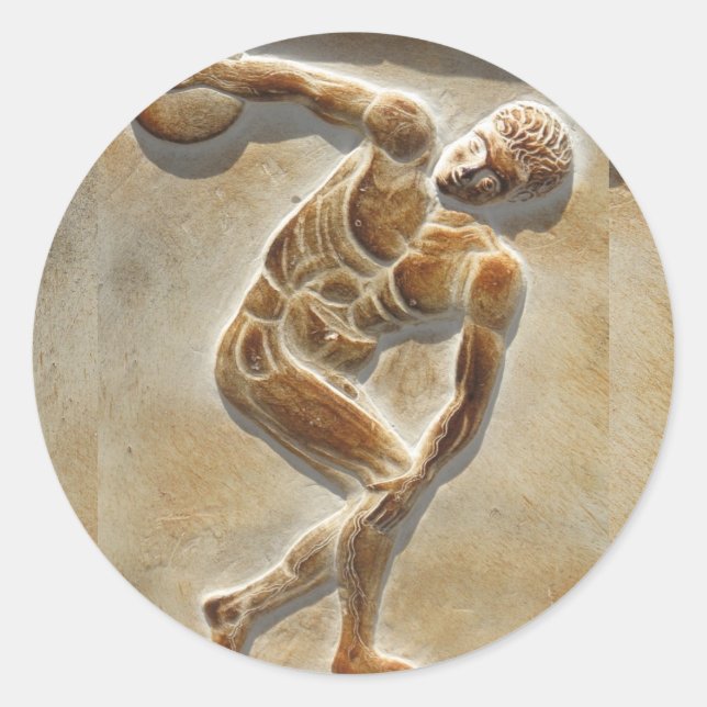 Sticker Rond Thrower Disque Grec Ancien - Discobolus (Devant)