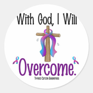 Sticker Rond Thyroïde Cancer Avec Dieu Je Vais Surmonter