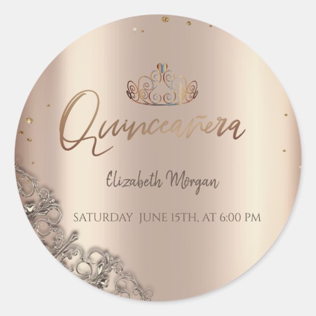 Sticker Rond Tiara Diamonds Cooper Quinceañera (Devant)