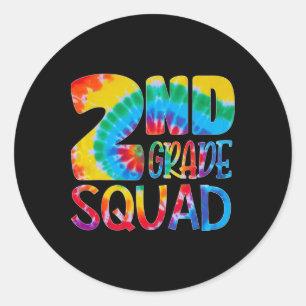 Sticker Rond Tie Dye 2e année Escouade Enseignant Élève Premier