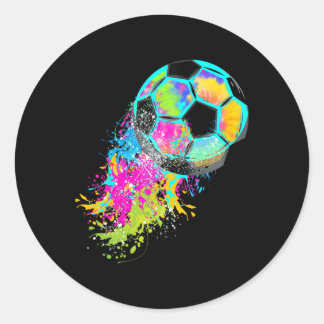 Sticker Rond Tie Dye Coloré Soccer Ll 