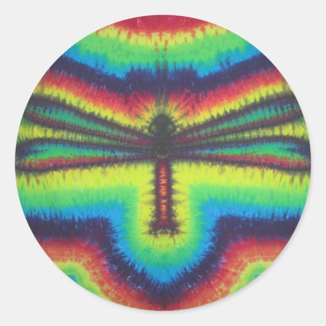 Sticker Rond Tie dye dragon mouche (Devant)