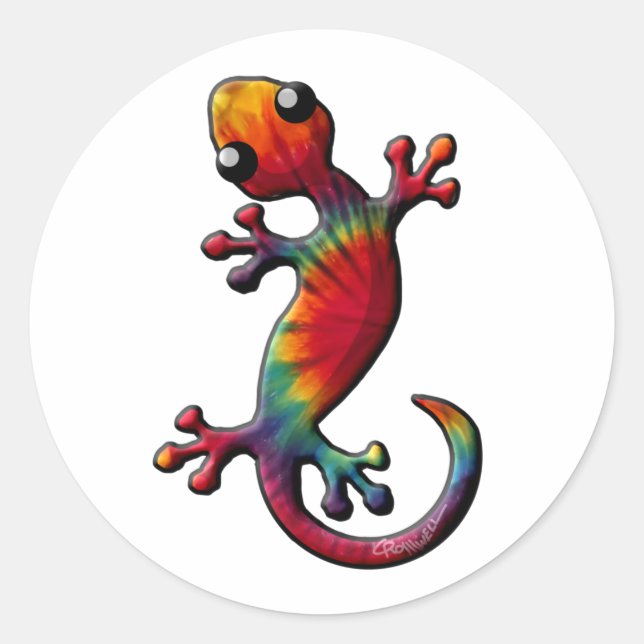 Sticker Rond Tie Dye Gecko Lizard (Devant)