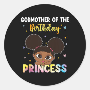 Sticker Rond Tie Dye Godmère L'Anniversaire Princesse Black His