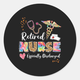 Sticker Rond Tie Dye Infirmière retraitée Officielle retraitée