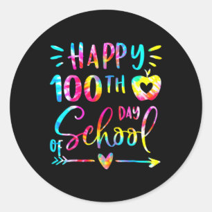 Sticker Rond Tie Dye Joyeux 100ème Jour De L'Enseignant Étudian