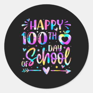 Sticker Rond Tie Dye Joyeux 100ème Jour De L'Enseignant Étudian
