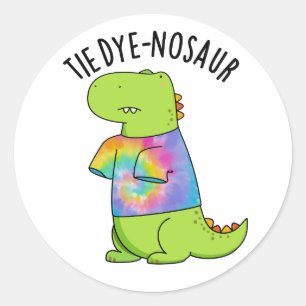 Sticker Rond Tie-dye-nosaurre Blague de dinosaure drôle
