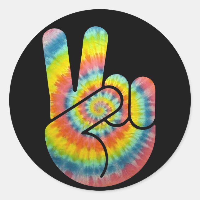 Sticker Rond Tie Dye Paix main (Devant)