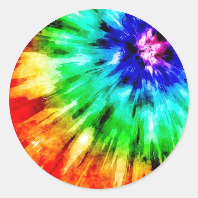 Sticker Rond Tie Dye rencontre l'aquarelle (Devant)