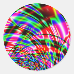 Sticker Rond Tie Dye Rétro Vague Fractale