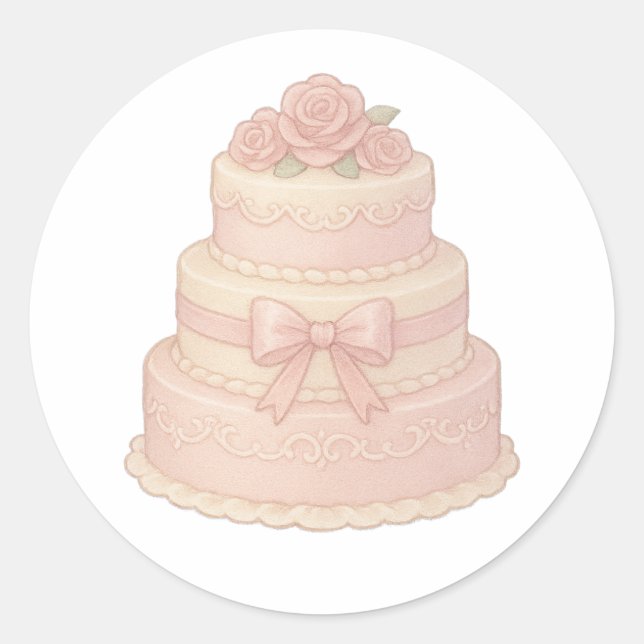 Sticker Rond Tiered cake with roses (Devant)