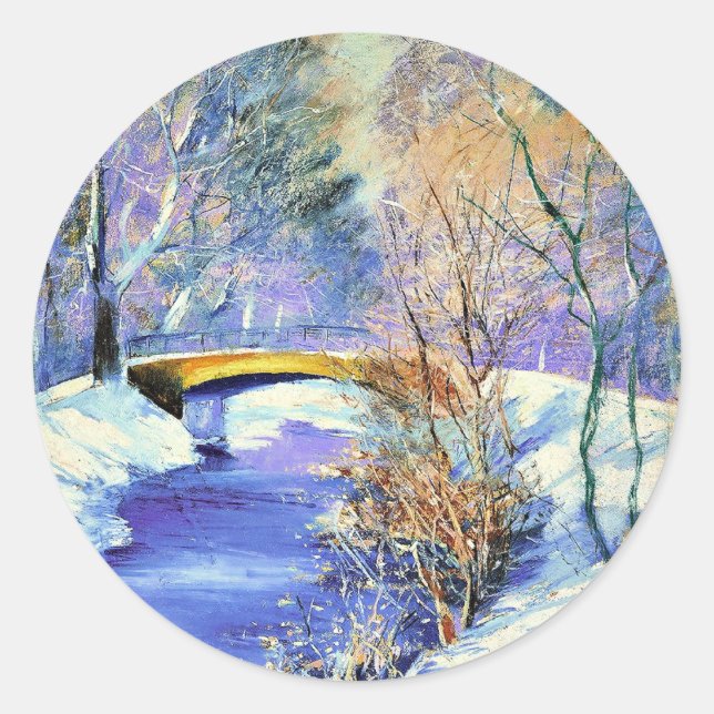 Sticker Rond Tiergarten im Winter, célèbre peinture, (Devant)