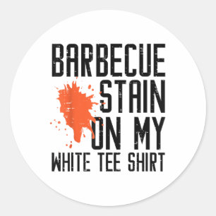 Sticker Rond Tige Barbecue Sur Mon Tee Blanc Drôle Barbecue Via