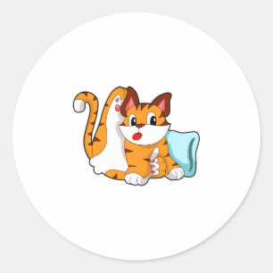 Sticker Rond Tiger chat avec Coussin