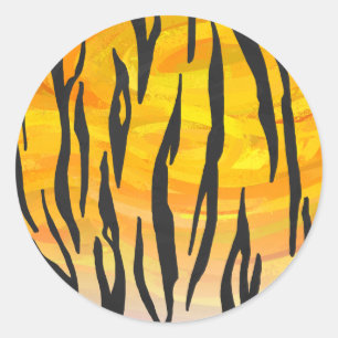 Sticker Rond Tiger noir et orange