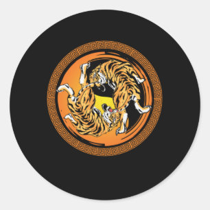 Sticker Rond Tiger Yin Yang Méditation de l'harmonie Chine Yoga