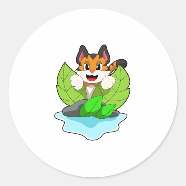 Sticker Rond Tigre à la chasse (Devant)