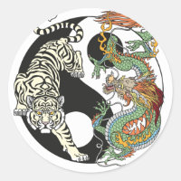 Tigre blanc contre dragon vert dans le Yin yang cl