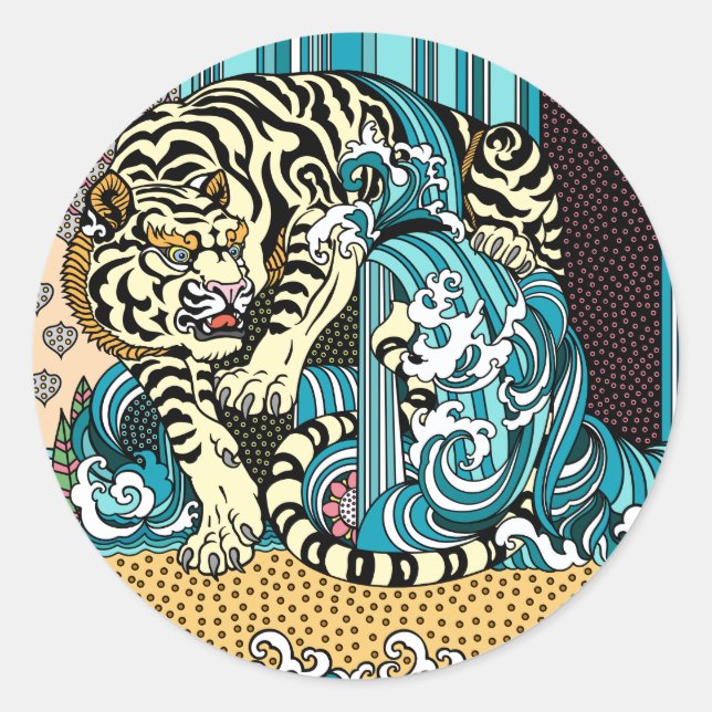 Sticker Rond Tigre blanc de Feng (Devant)
