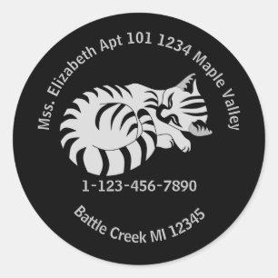 Sticker Rond Tigre blanc perdu Kitten Contact Informations géné