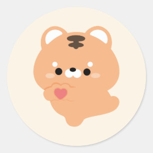 Sticker Rond Tigre d'amour mignon