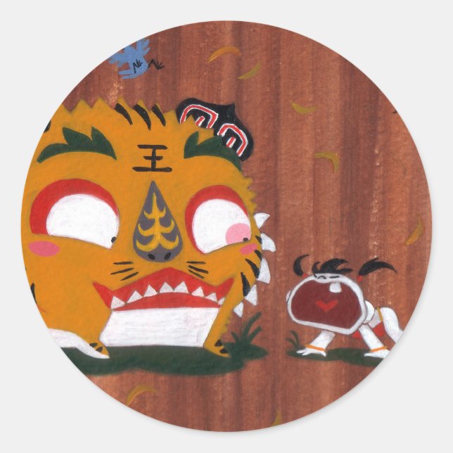 Sticker Rond Tigre d'automne (Devant)