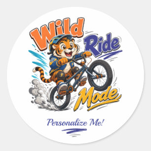 Sticker Rond Tigre de dessin animé mignon vélo BMX personnalisé