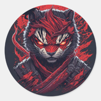 Sticker Rond tigre de ninja mal conçu