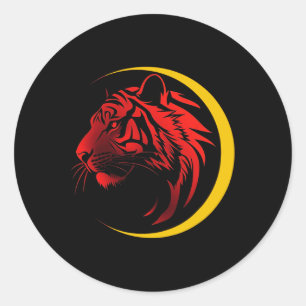 Sticker Rond Tigre De Shotokan Avec Croissant D'Or Karaté Gr Mo