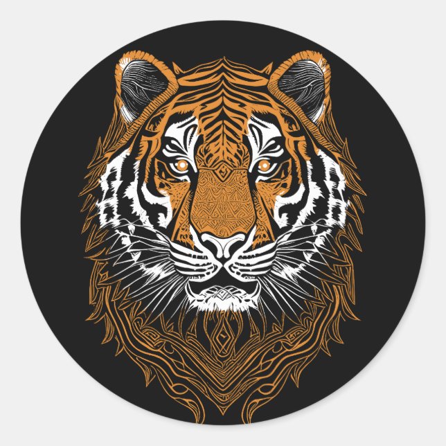 Sticker Rond Tigre détaillé (Devant)