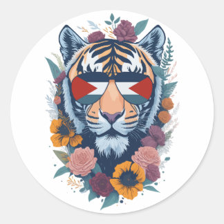Sticker Rond Tigre palestinien - Palestine FLAG