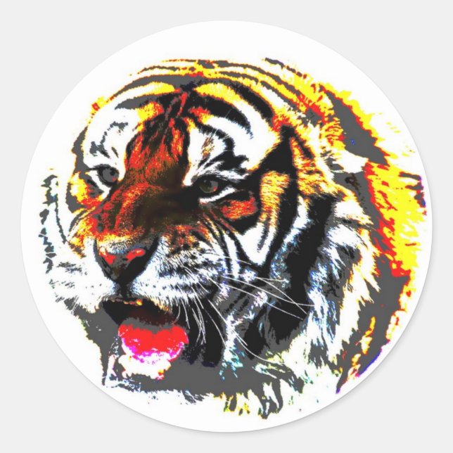 Sticker Rond Tigre torride (Devant)