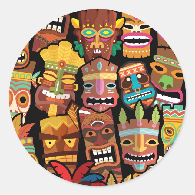 Sticker Rond TIKI Pattern 5 (Devant)