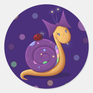 Sticker Rond Tilly l'escargot avec le à petits pois