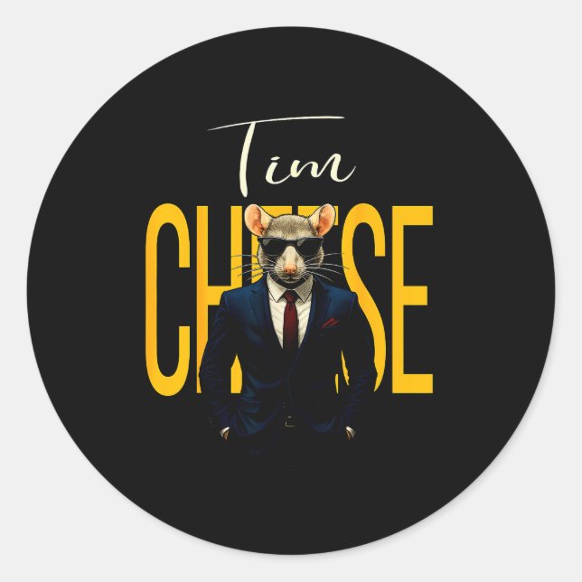 Sticker Rond Tim Cheese - Funny Secret Agent Mouse Brainrot Kid (Devant)
