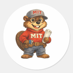 Sticker Rond Tim le Castor – Mascotte inspirée de Ghibli