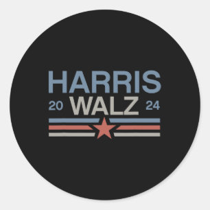 Sticker Rond Tim Walz 2024 Retro Stripes Kamala Harris Waltz 20