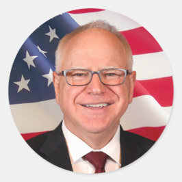 Sticker Rond Tim Walz pour l'Amérique