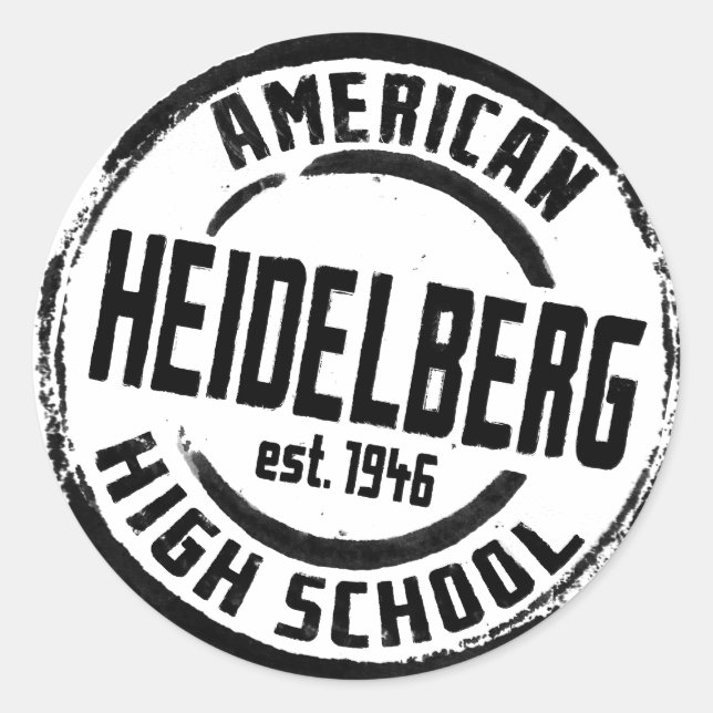 Sticker Rond Timbre américain A004 de lycée d'Heidelberg (Devant)