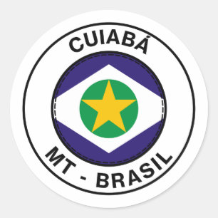 Sticker Rond Timbre Brasil Cuiaba Mato Grosso Bandeira