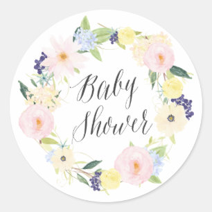 Sticker Rond Timbre de Baby shower de germe Pastel Spring Flora