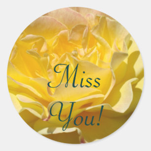 Sticker Rond Timbres Jaune Fleur Rose d'amour !