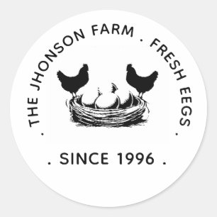 Sticker Rond Timbres pour Œufs Frais Nom Poules Pondeuses Œufs