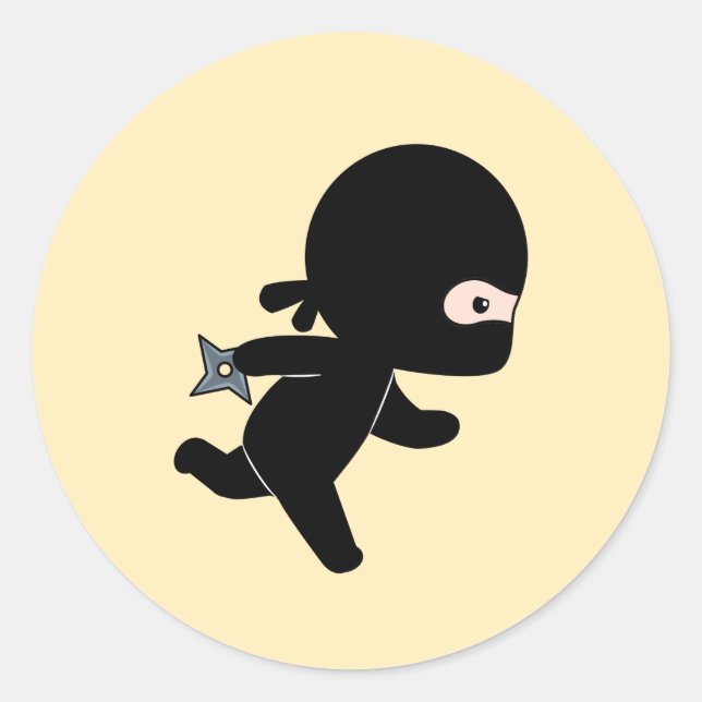 Sticker Rond Tiny Ninja coule sur Jaune (Devant)