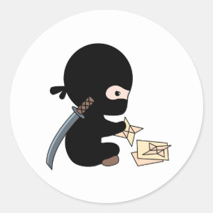 Sticker Rond Tiny Ninja Fabriquant de l'Origami Papier Jetant É