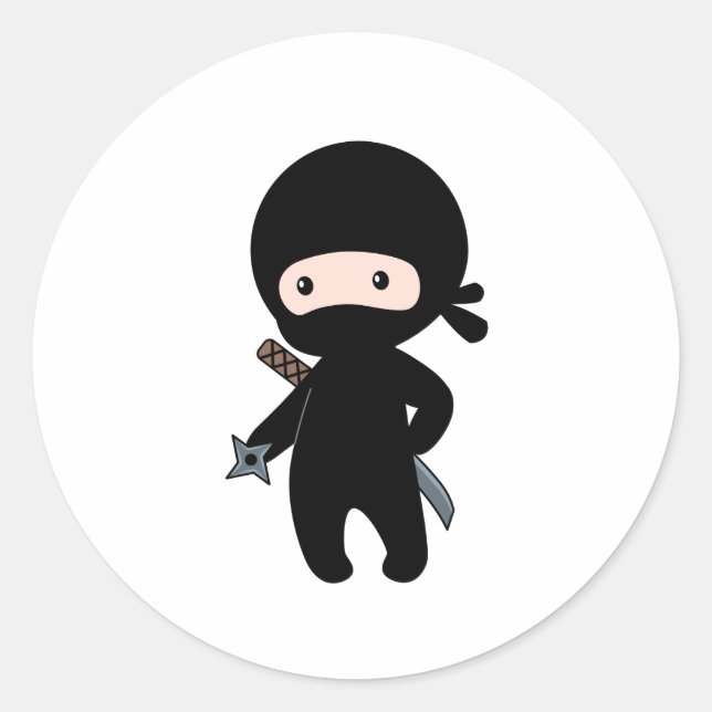 Sticker Rond Tiny Ninja tenant l'étoile à lancer (Devant)