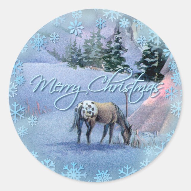 Sticker Rond TIPI HIVER APPALOOSA & FLAKES DE NEIGEpar SHARON S (Devant)