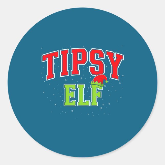 Sticker Rond Tipsy Elf Christmas Family Matching Group Xmas  (Devant)