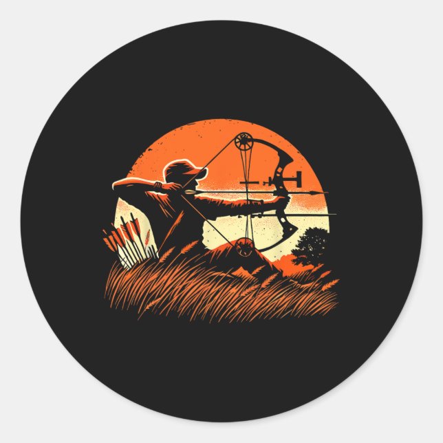 Sticker Rond Tir à l'arc Chasseur de boue Cerf Mule Elk Chasse  (Devant)
